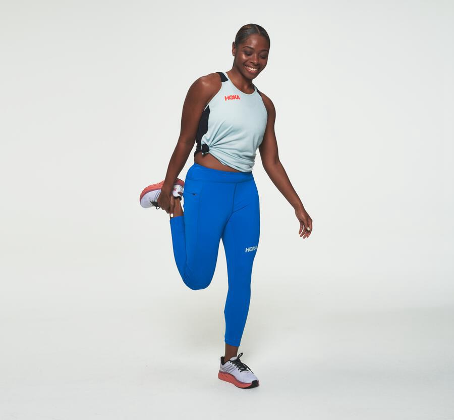 Hoka One One Broek Dames - Performance Crop Tight - Blauw - LR5126708